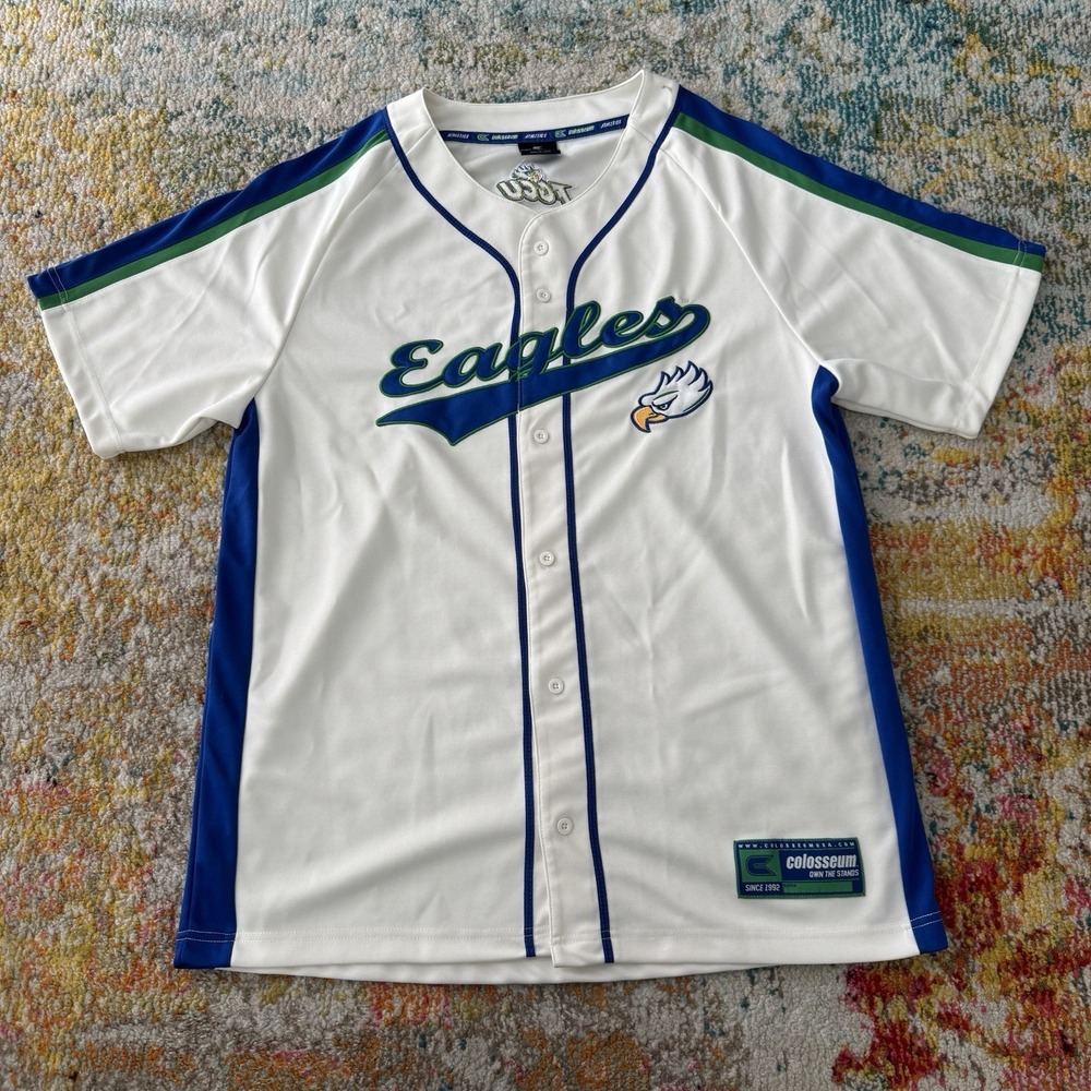 Colosseum FGCU Eagles Baseball Jersey - White/Blue/Green Size L